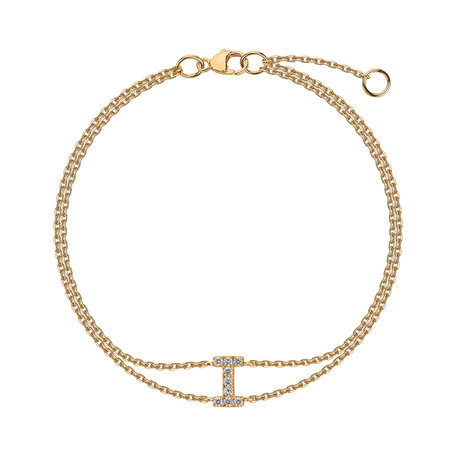 Náramek 14kt žluté zlato s diamantem Alphabet Constellations