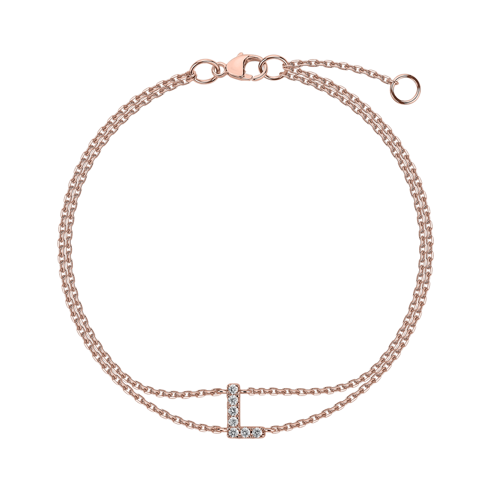 Náramek 14kt růžové zlato s diamantem Alphabet Constellations