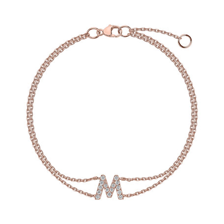 Náramek 14kt růžové zlato s diamantem Alphabet Constellations
