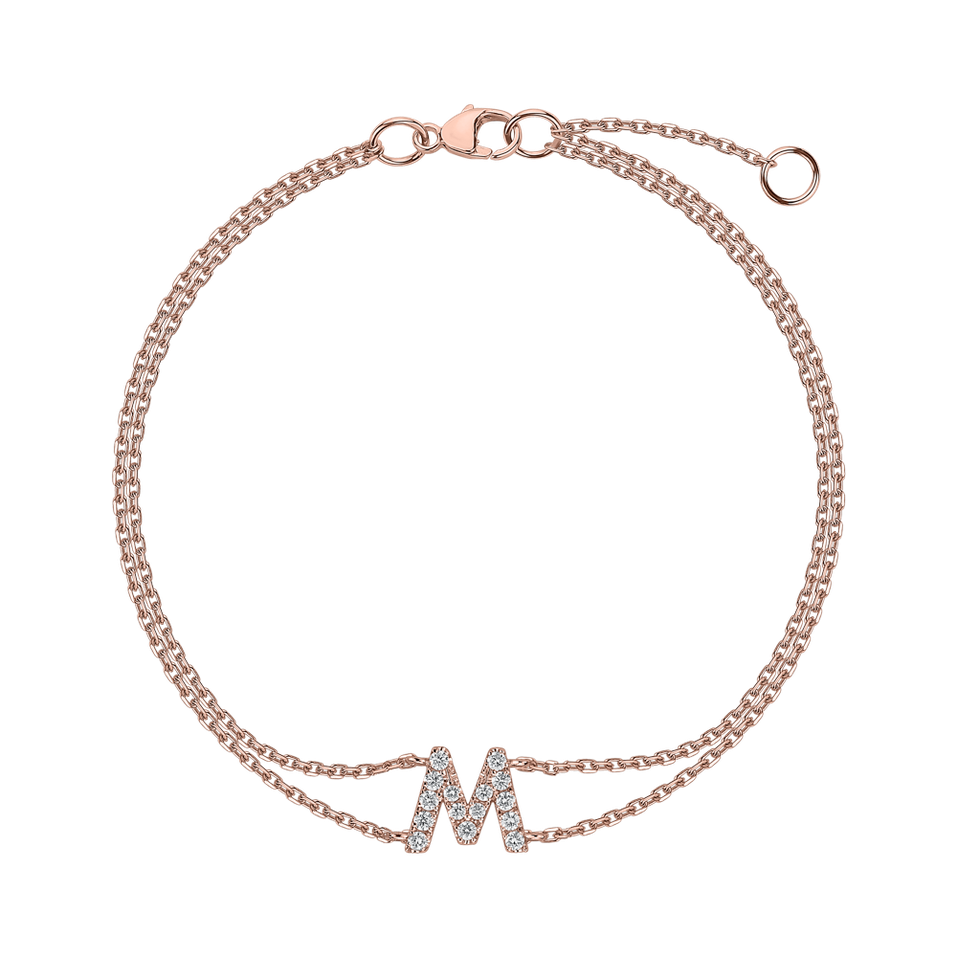 Náramek 14kt růžové zlato s diamantem Alphabet Constellations