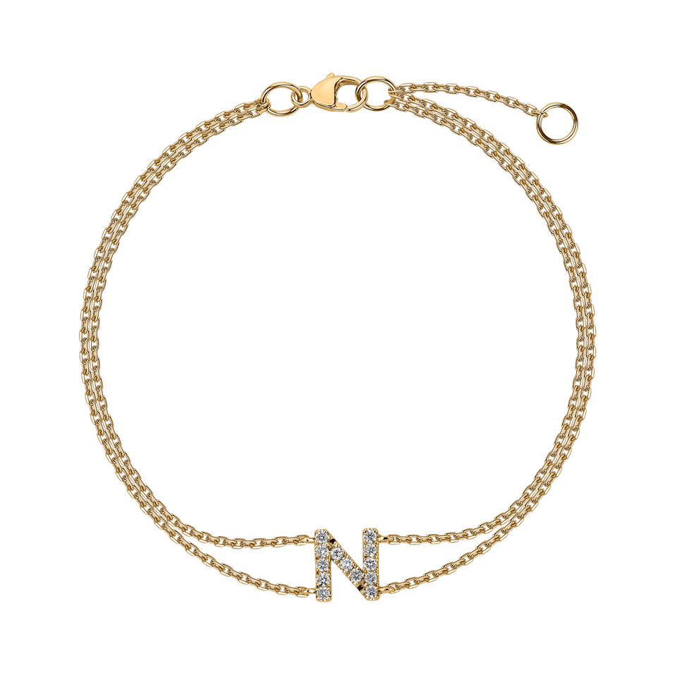 Náramek 14kt žluté zlato s diamantem Alphabet Constellations