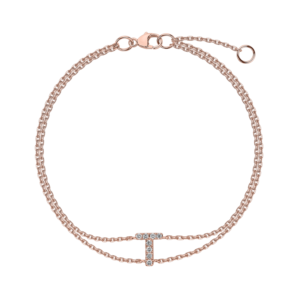 Náramek 14kt růžové zlato s diamantem Alphabet Constellations