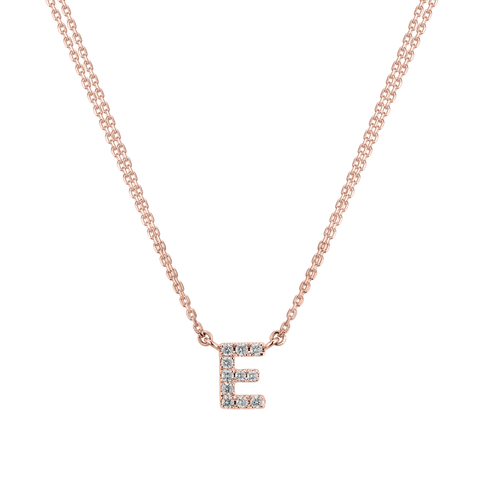 Náhrdelník 14kt růžové zlato s diamantem Shiny Alphabet