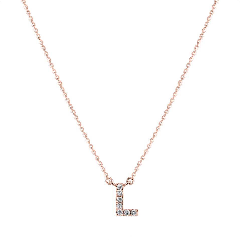 Náhrdelník 14kt růžové zlato s diamantem Shiny Alphabet