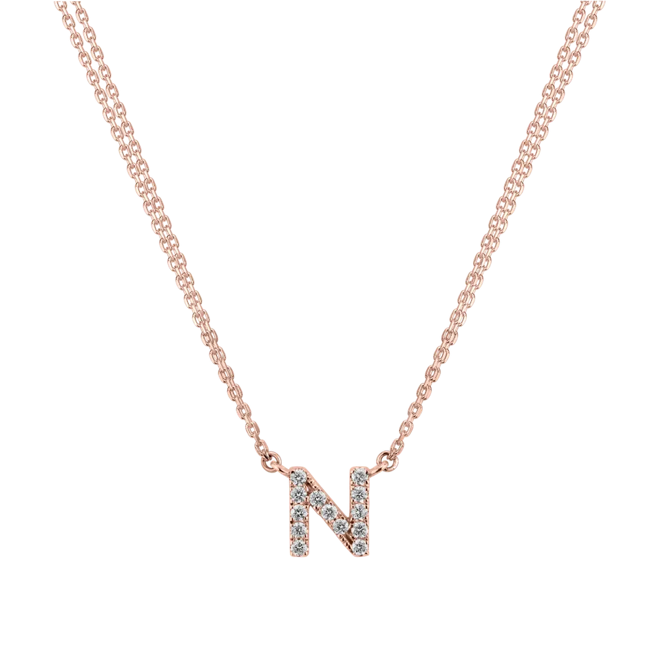 Náhrdelník 14kt růžové zlato s diamantem Shiny Alphabet