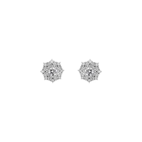 Náušnice 14kt bílé zlato s diamantem Enchanting Gift