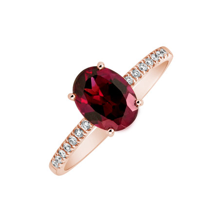 Prsten s diamanty a rhodolitem Touch of Shine
