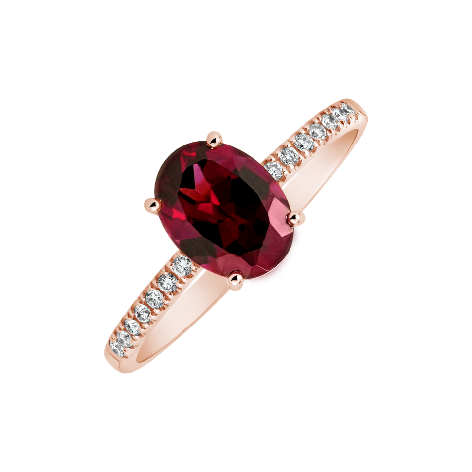 Prsten s diamanty a rhodolitem Touch of Shine