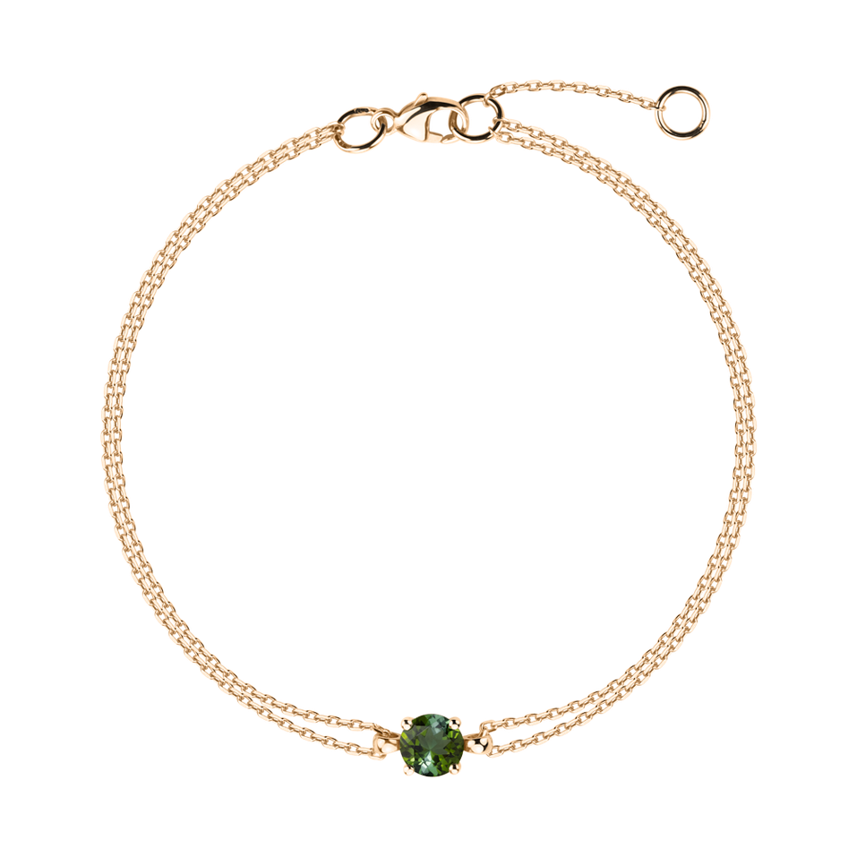 Náramek 14kt žluté zlato s turmalínem green Roneme