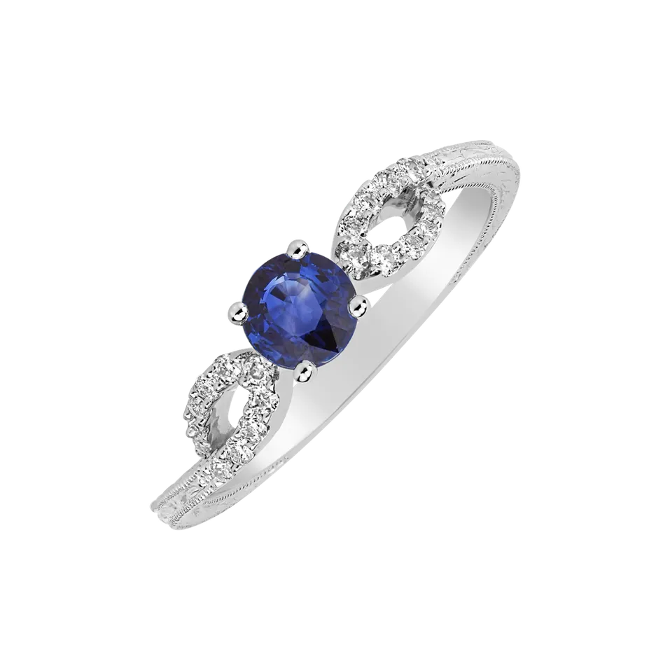 Prsten s diamanty a safírem Cailean