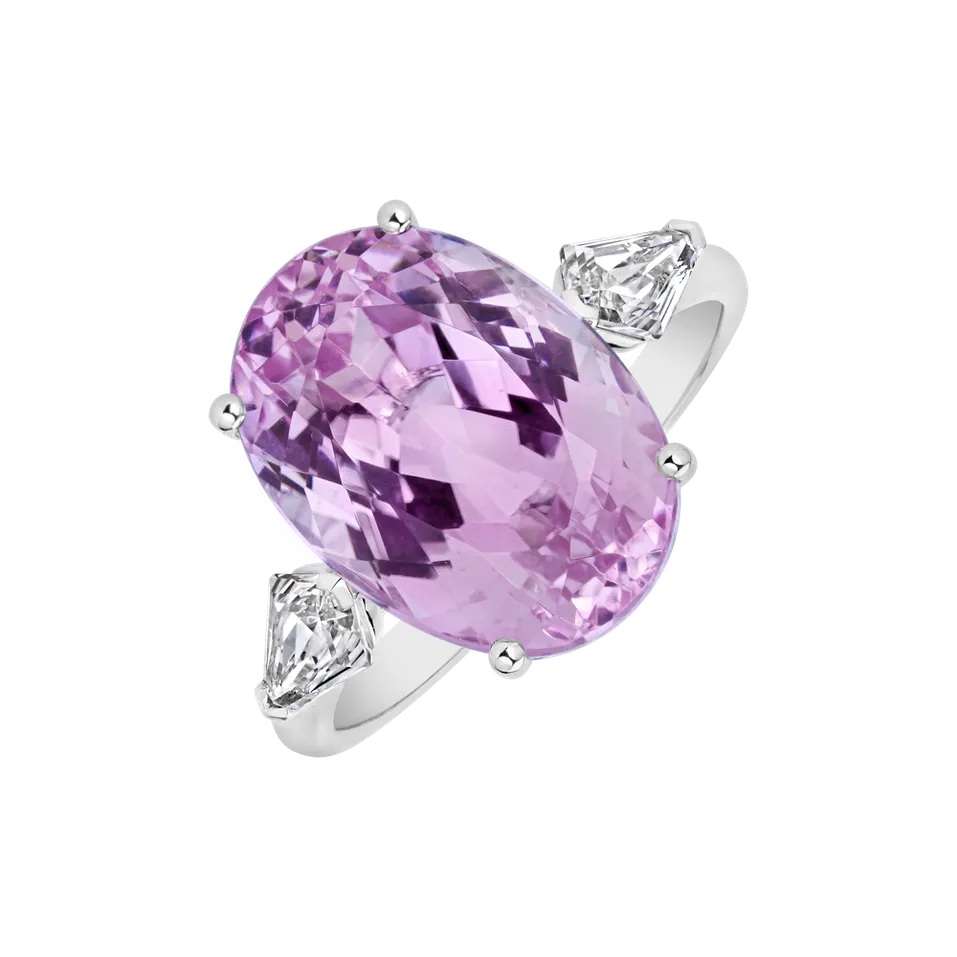 Prsten s kunzitem a diamanty Pink Dream