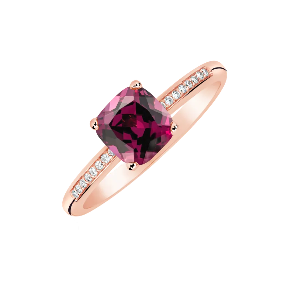 Prsten s rhodolitem a diamanty Melody Harmony