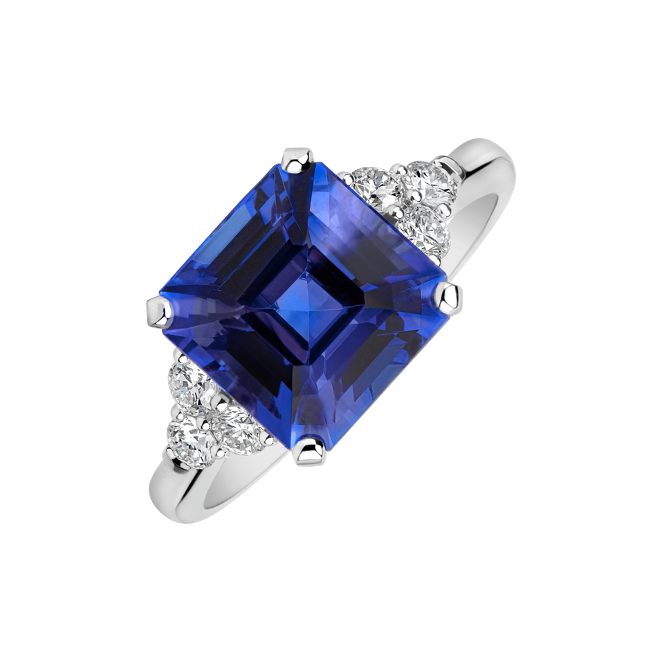 Prsten s diamanty a tanzanitem Persian Blue