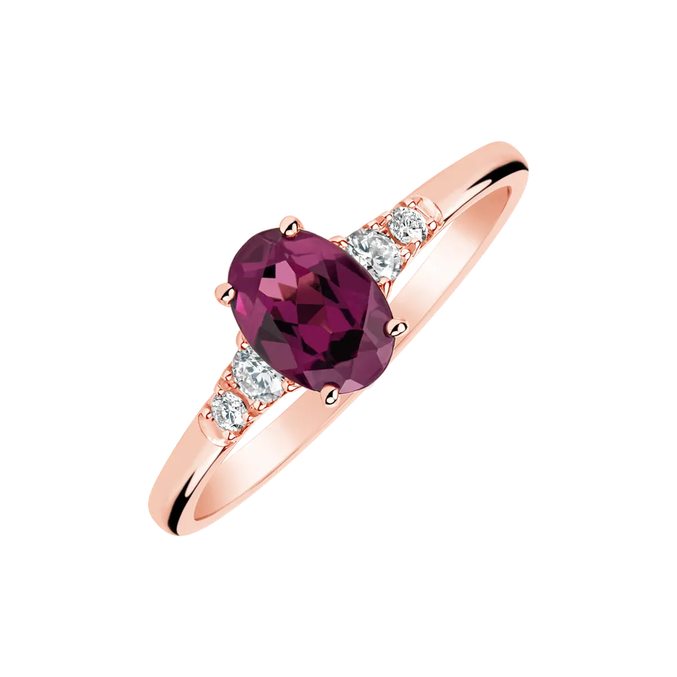 Prsten s diamanty a rhodolitem Elysandria