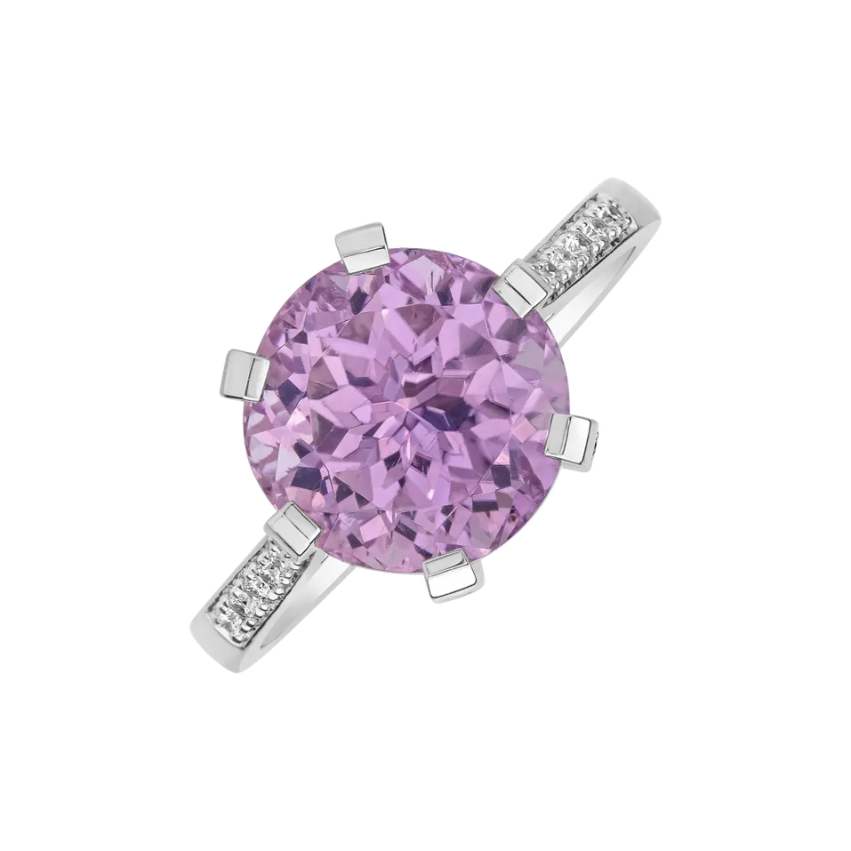 Prsten s diamanty a kunzitem Buddy