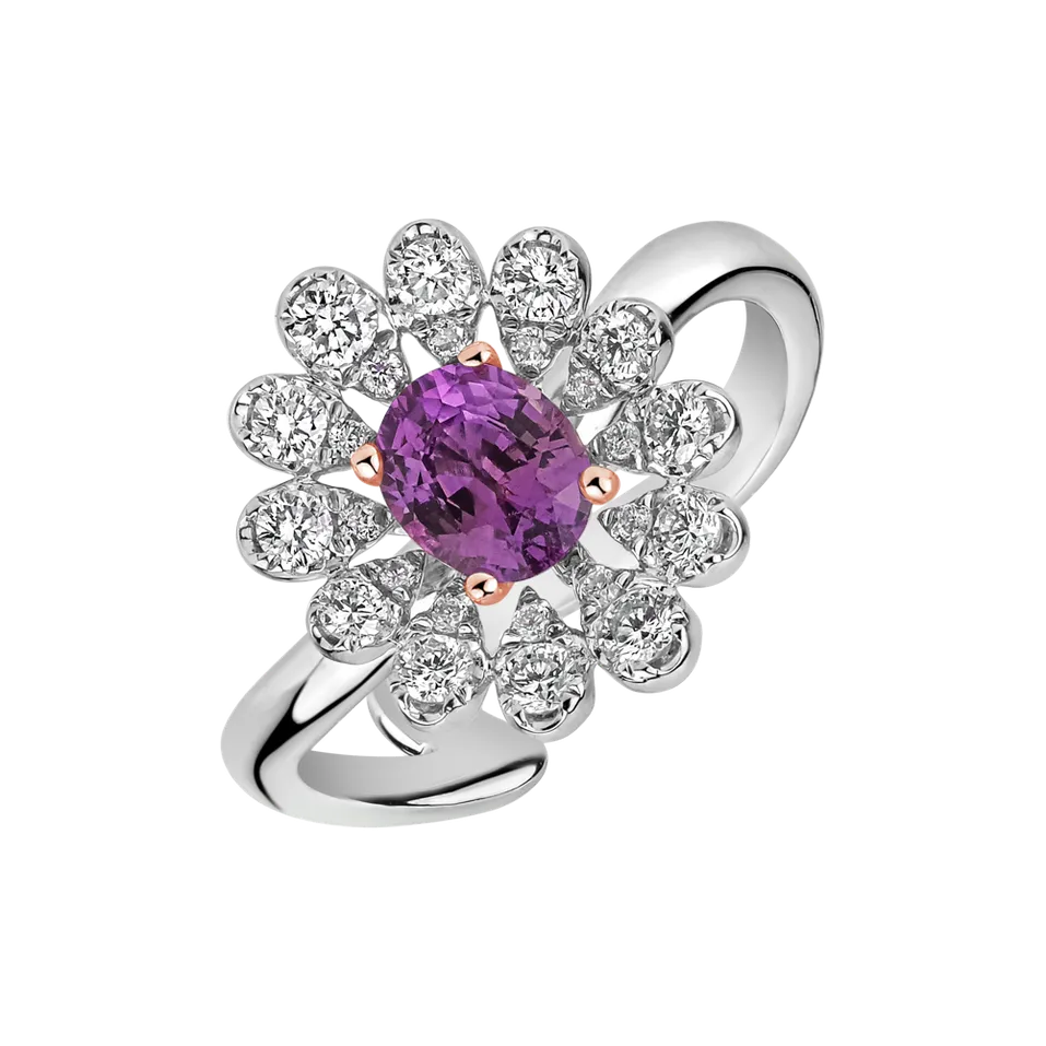 Prsten se safírem a diamanty Charming Wild Flower