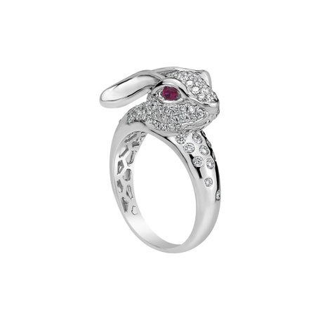 Prsten s diamanty a rubíny White Rabbit