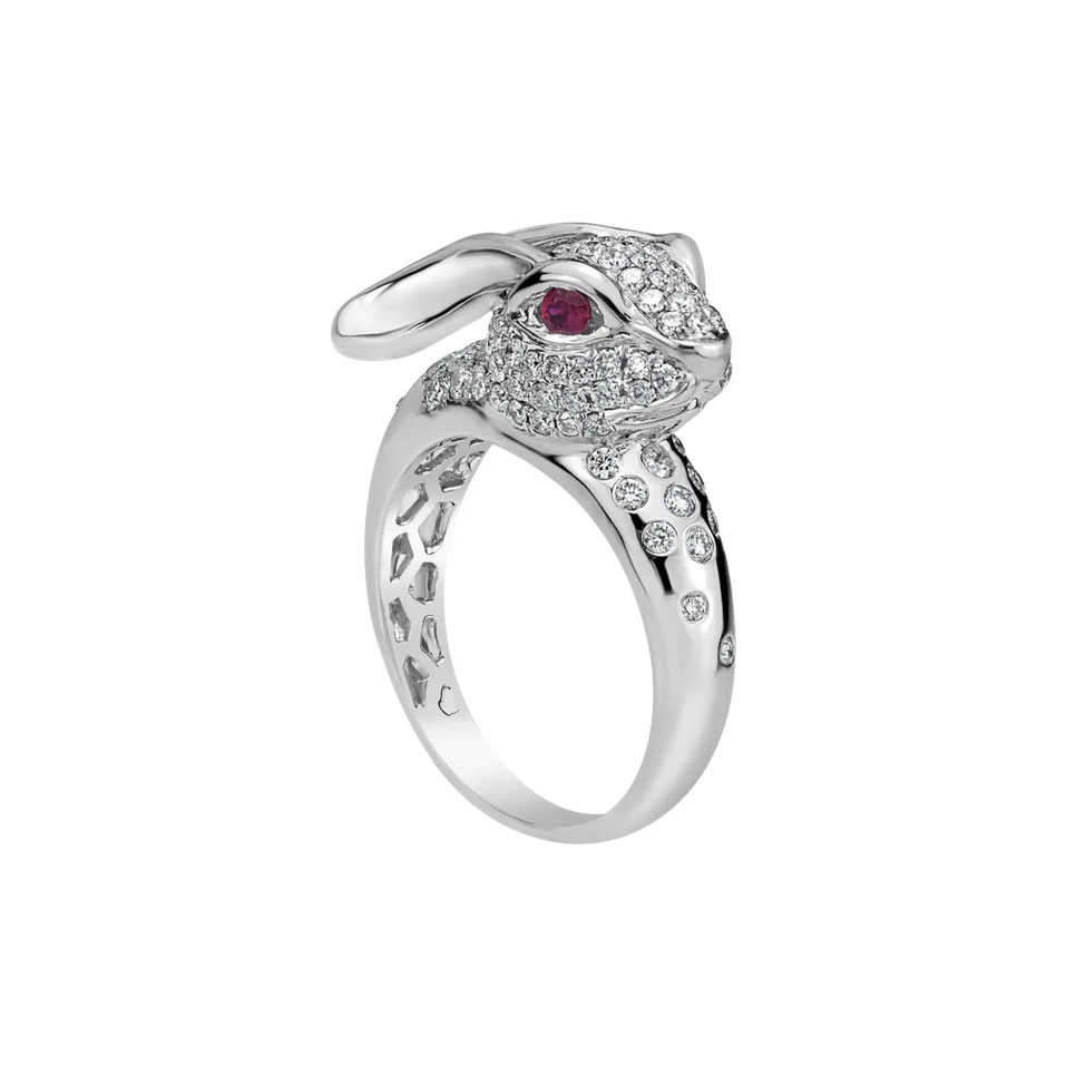 Prsten s diamanty a rubíny White Rabbit