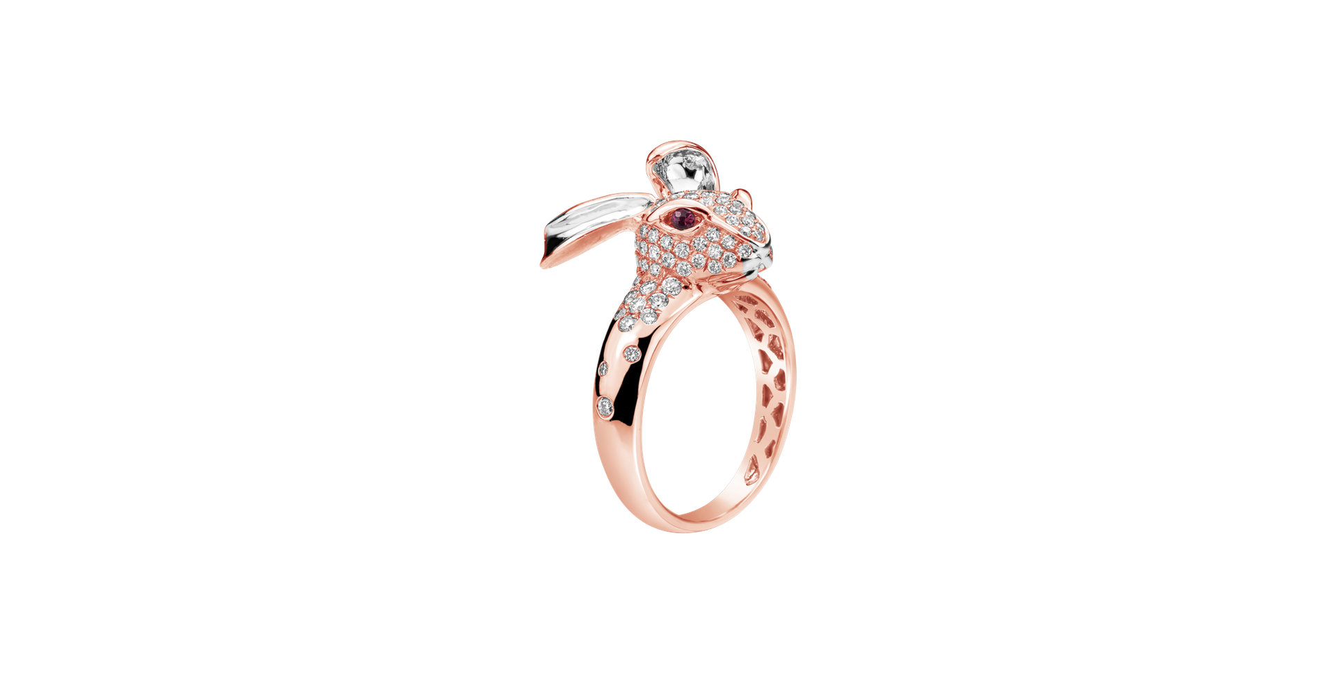 Prsten s diamanty a rubíny March Hare