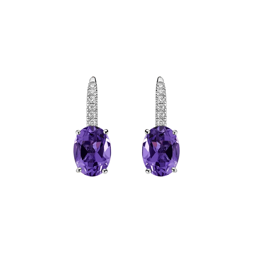 Náušnice s diamanty a ametystem Iris Elegance
