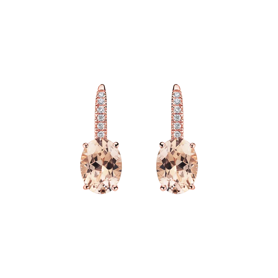 Náušnice s diamanty a morganitem Iris Elegance