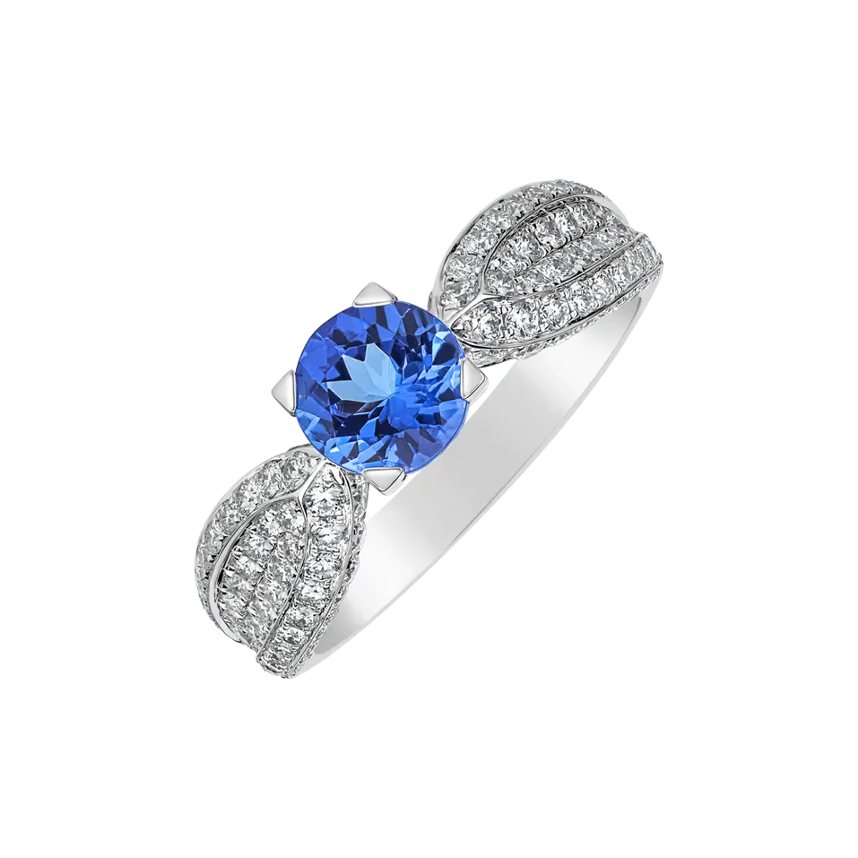 Prsten s diamanty a tanzanitem Rumia