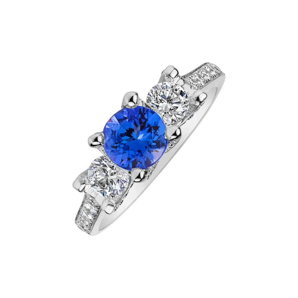 Prsten s diamanty a tanzanitem Jacqueline