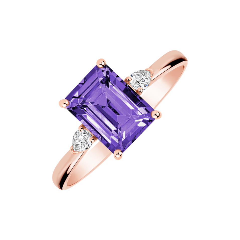 Prsten s diamanty a ametystem Royal Cordelia