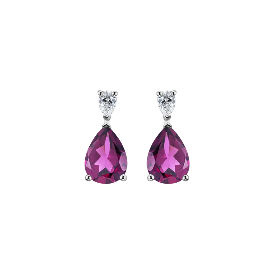 Náušnice s diamantem a rhodolitem Whispers of Avalon
