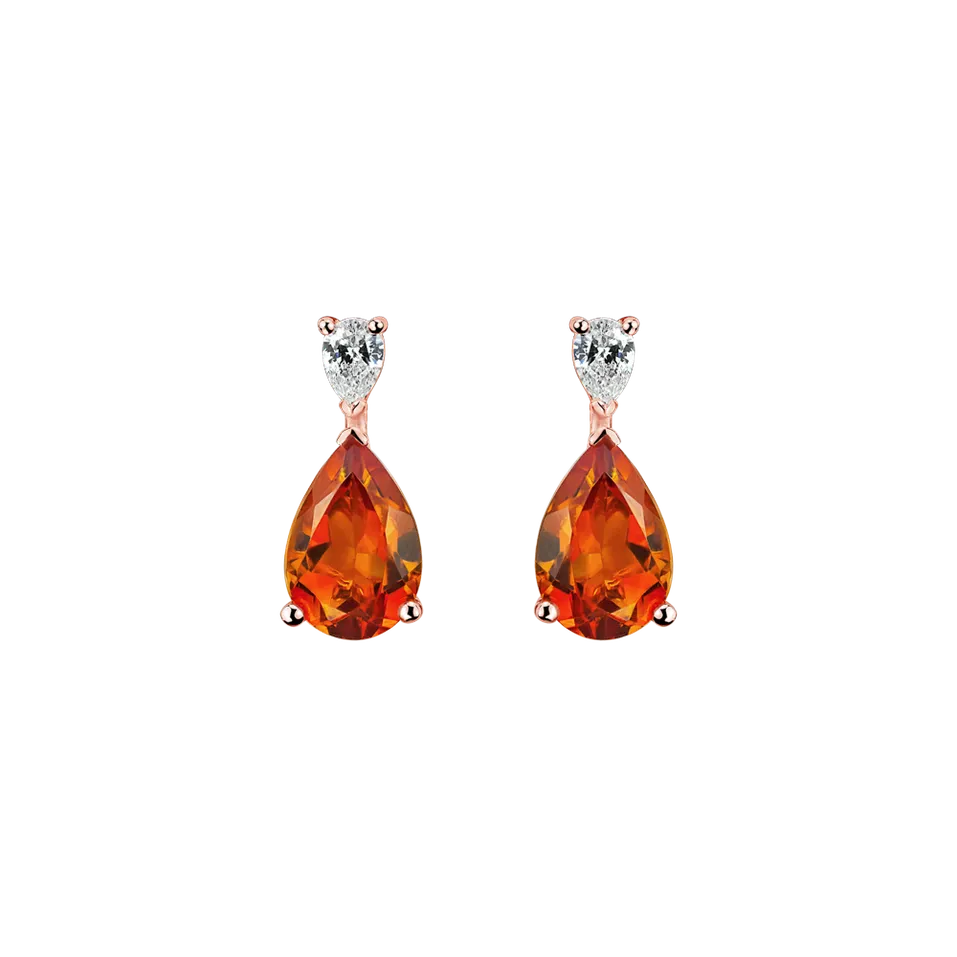 Náušnice s diamantem a citrínem Tangerine Bloom