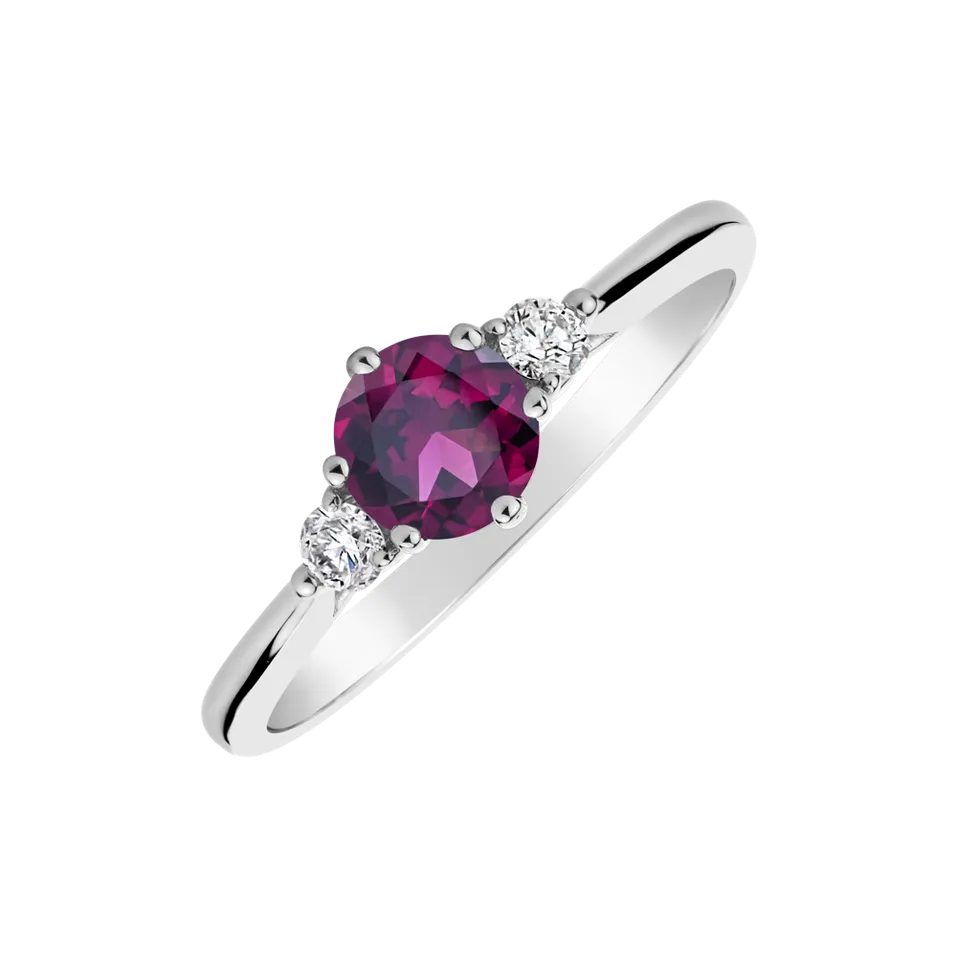 Prsten s diamanty a rhodolitem Midnight Serenity