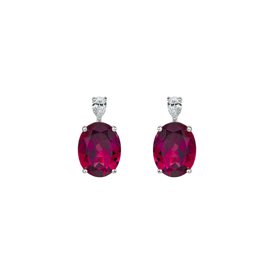 Náušnice s diamantem a rhodolitem Royal Aura