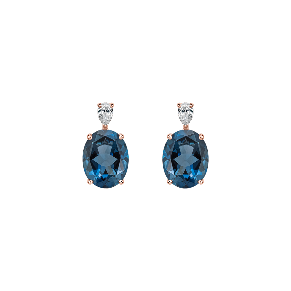Náušnice s diamantem a topazem Royal Aura