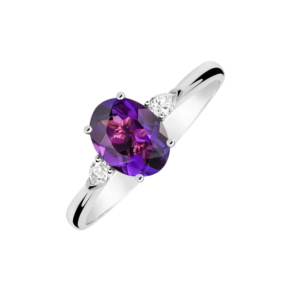 Prsten s diamanty a ametystem Fiona