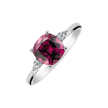 Prsten s diamanty a rhodolitem Marigold