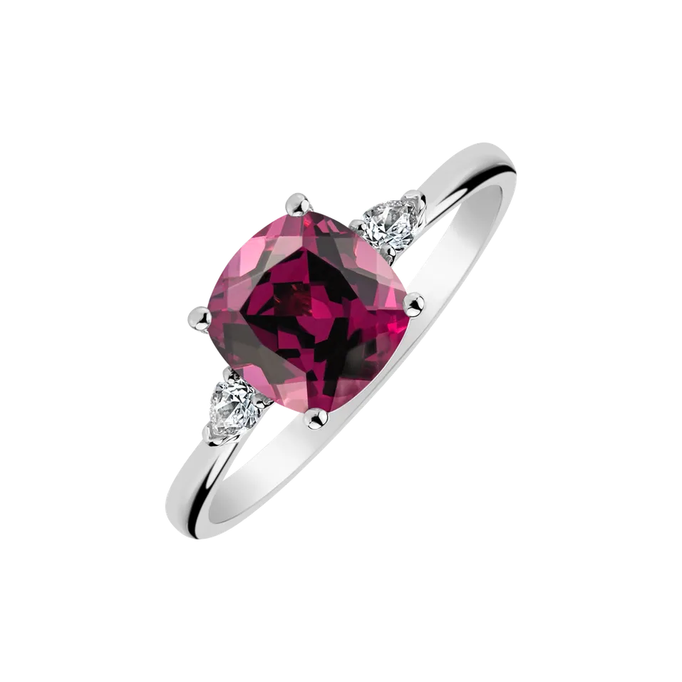 Prsten s diamanty a rhodolitem Marigold