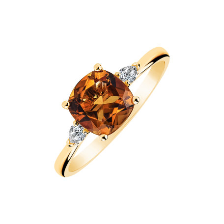 Prsten s diamanty a citrínem Marigold