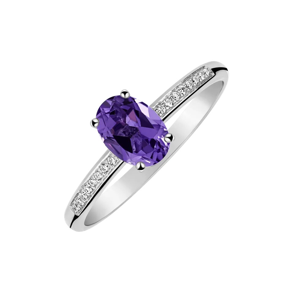 Prsten s diamanty a ametystem Pauliene