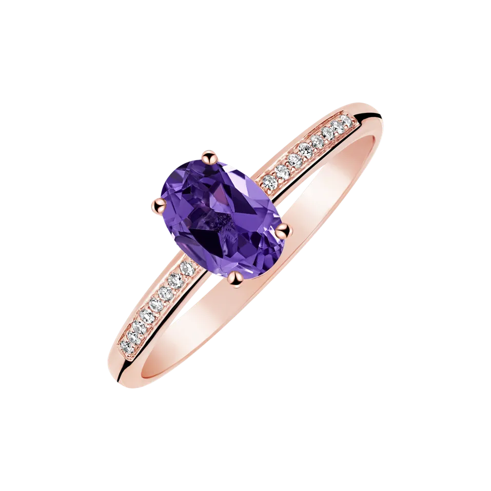 Prsten s diamanty a ametystem Pauliene