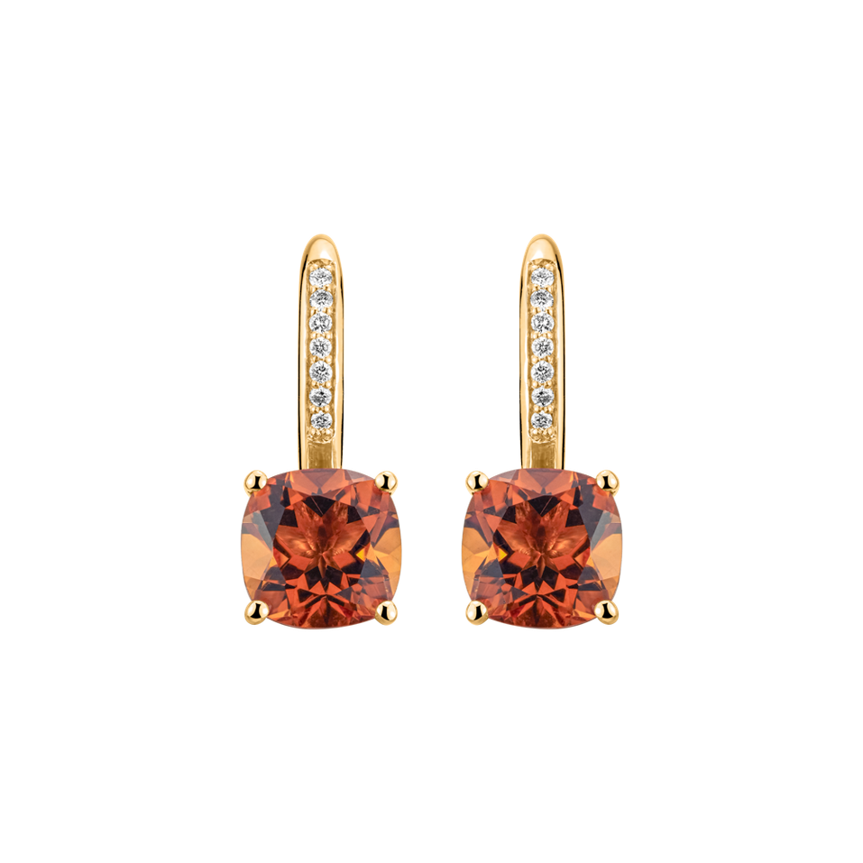 Náušnice s diamanty a citrínem Calliope
