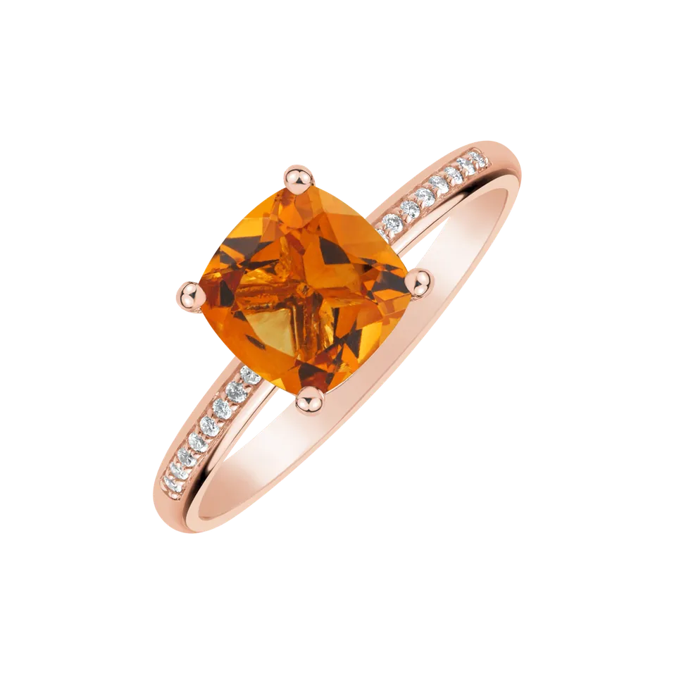 Prsten s diamanty a citrínem Melody Harmony