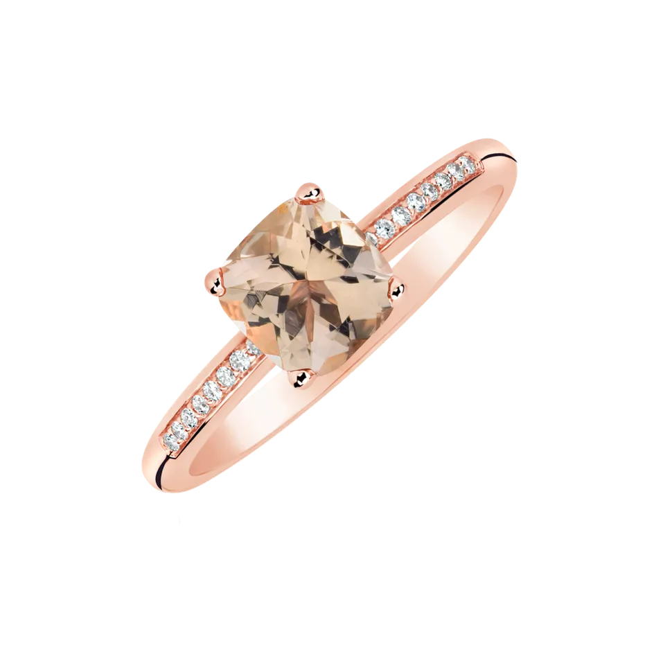 Prsten s diamanty a morganitem Melody Harmony