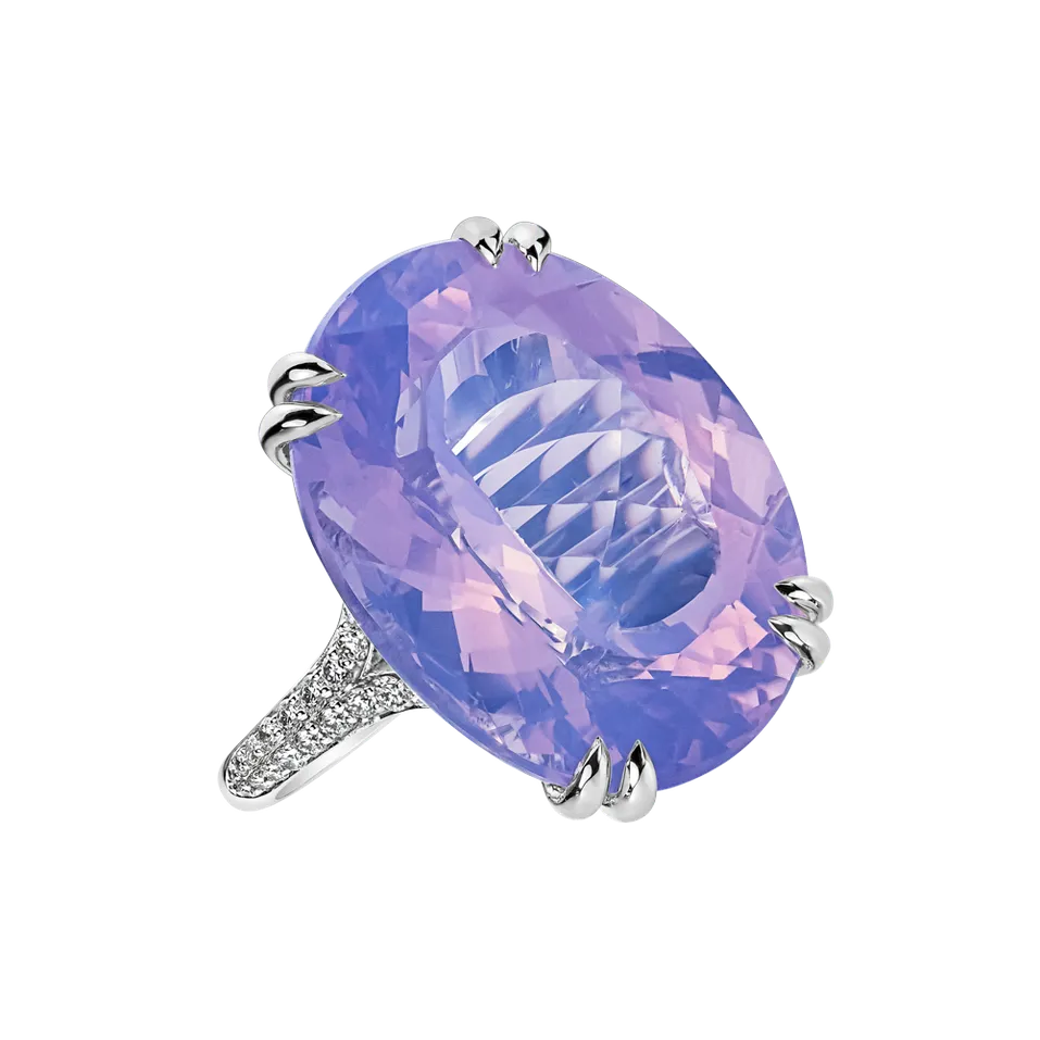 Prsten s diamanty a ametystem Lavender Dream