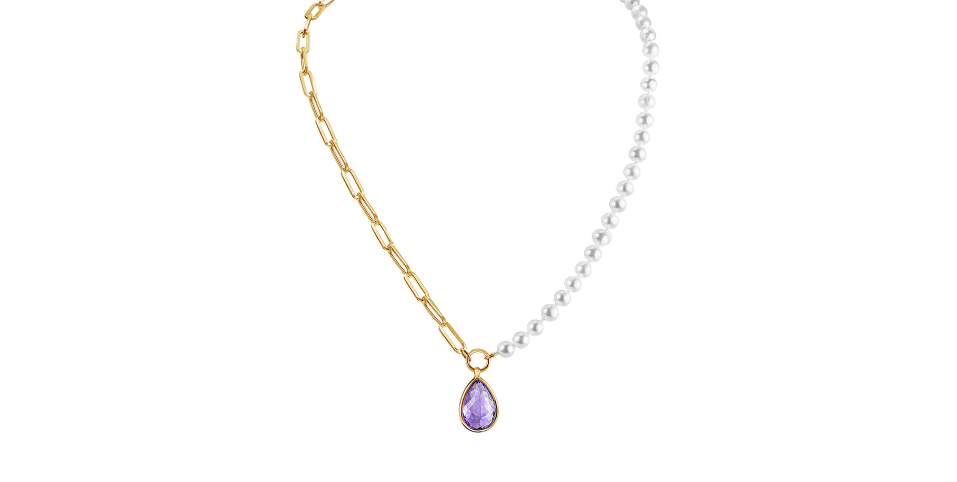 Náhrdelník s perlami a ametystem Lavender Twilight