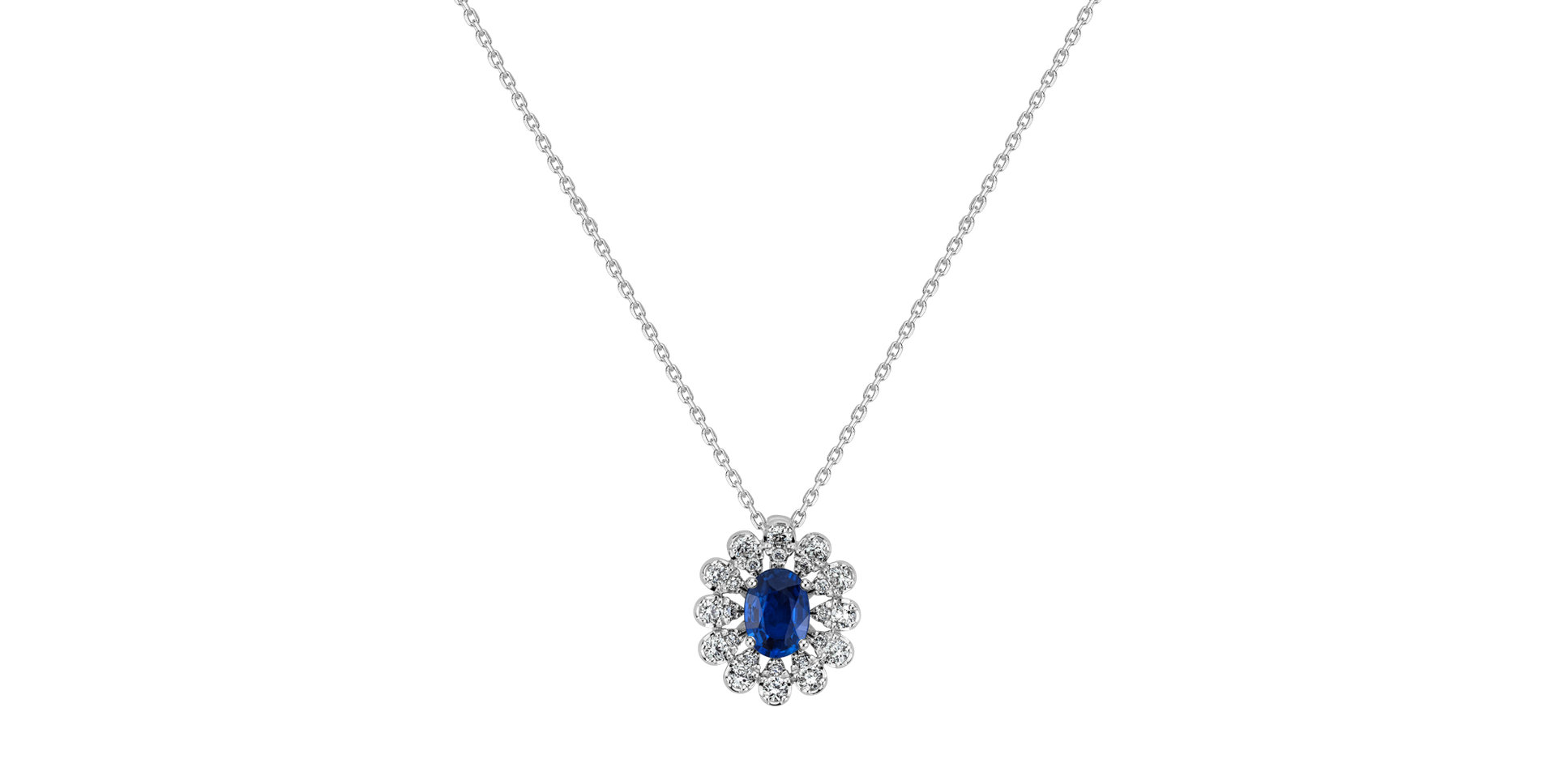 Náhrdelník s diamanty a safírem Floral Treasure