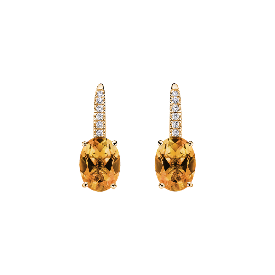 Náušnice s diamanty a citrínem Iris Elegance