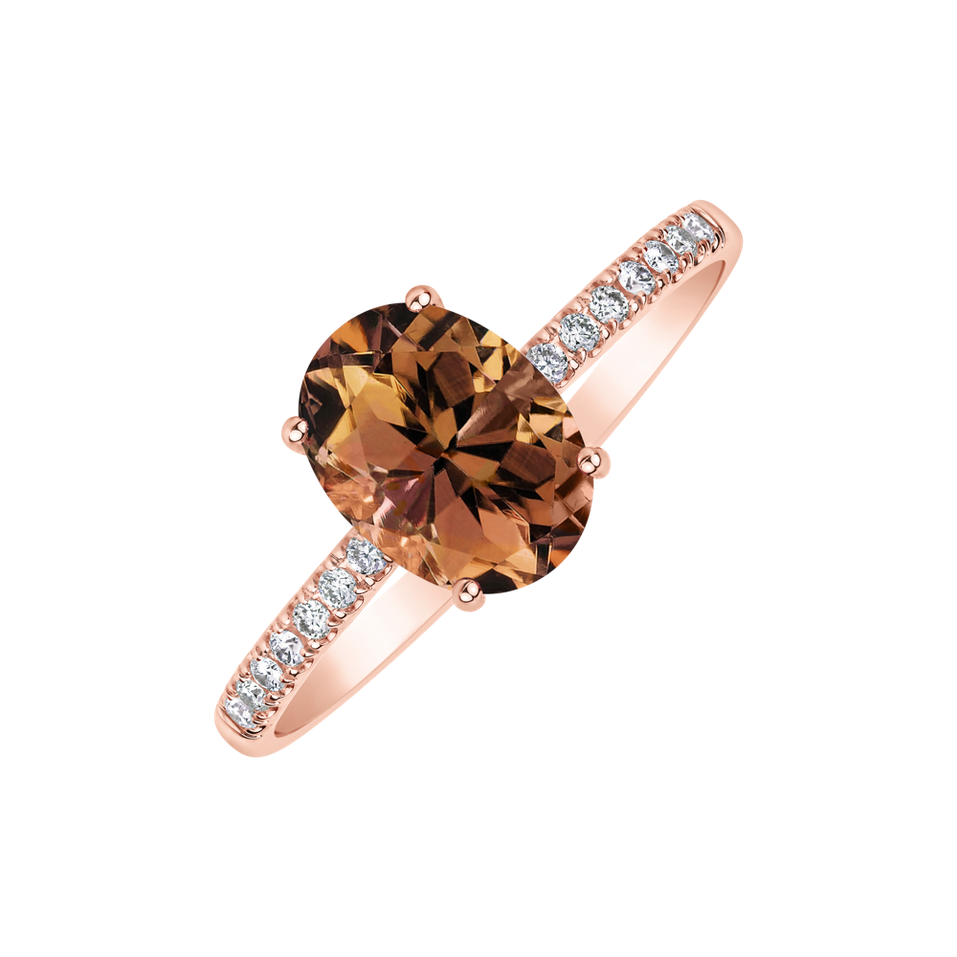 Prsten s diamanty a turmalínem Touch of Shine