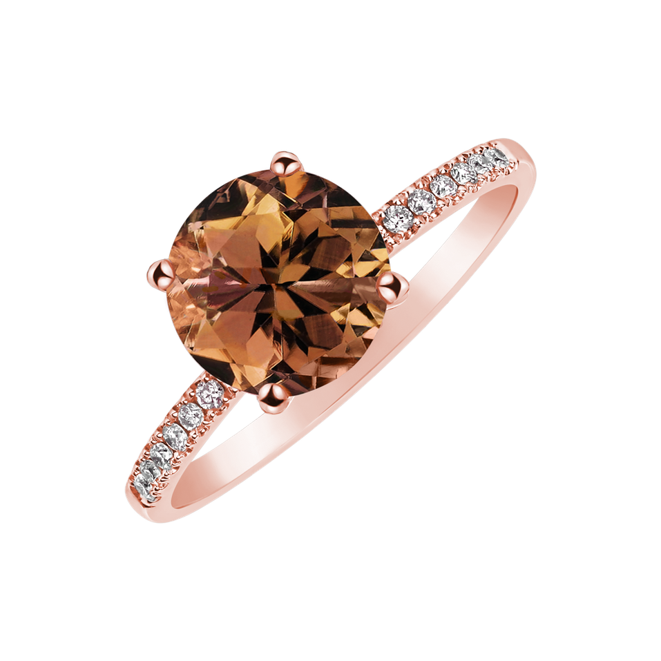 Prsten s diamanty a turmalínem Bethy