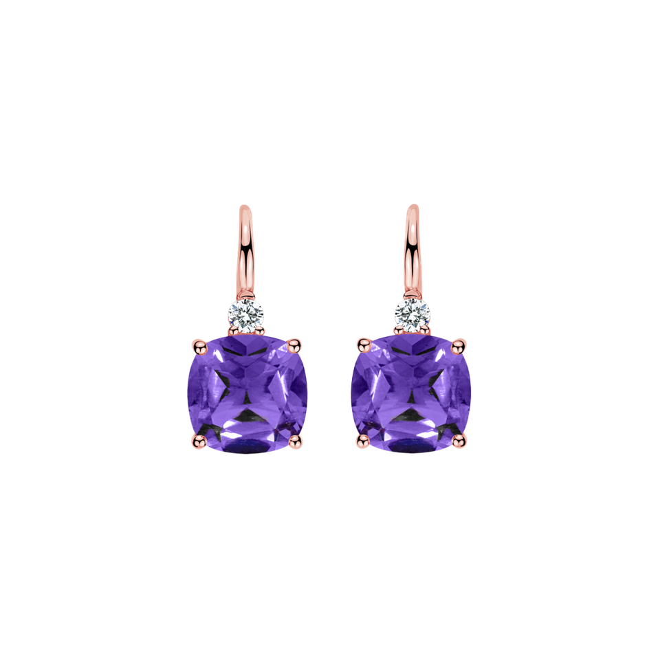 Náušnice s diamantem a ametystem The Duchess