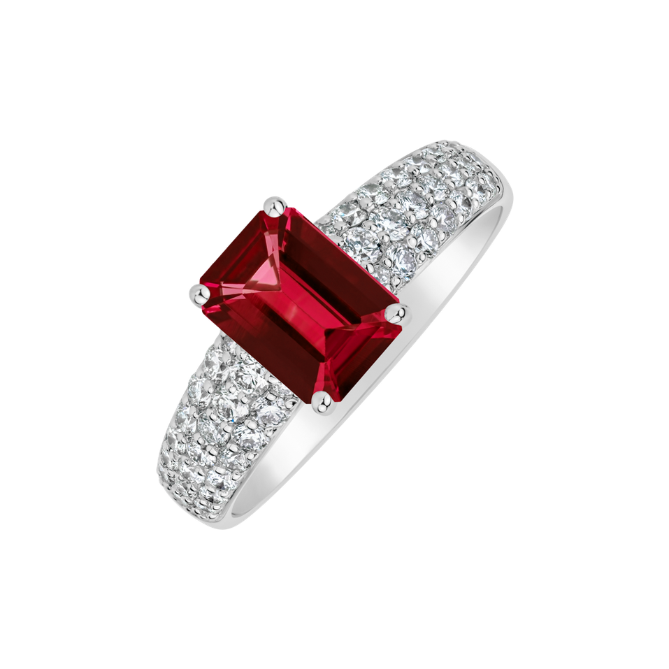 Prsten s diamanty a rubínem Diamond Whisper